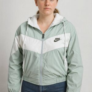 Nike Women’s Hooded Colorblock Windbreaker Jacket – Mint Green & White
